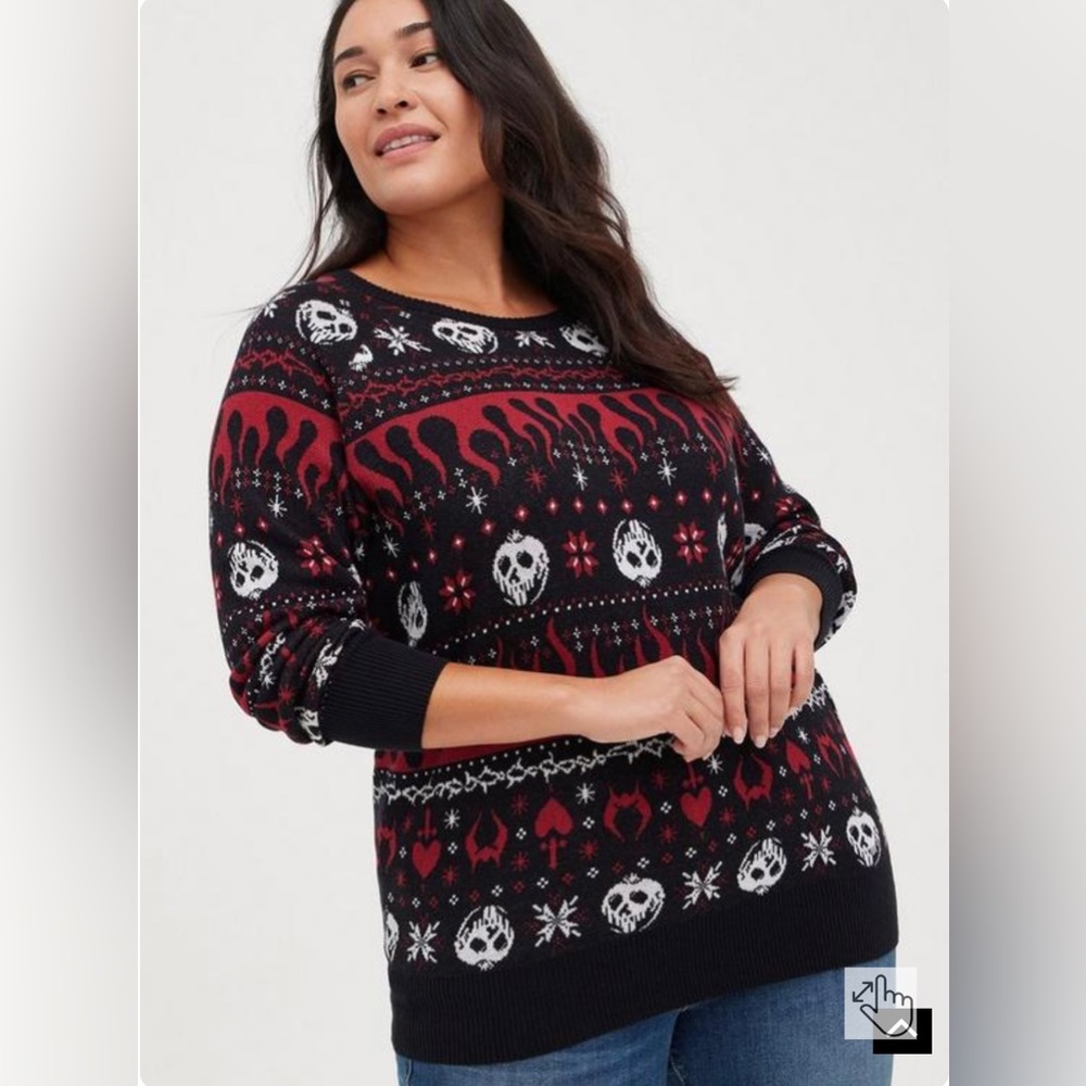Torrid Disney Villains Pullover Sweater - Cotton Knit Poison Apple Print